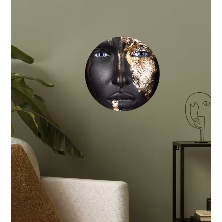 Vrouw - Bladgoud - Zwart - Goud - Luxe Wandcirkel behangsticker klein -sfeer2