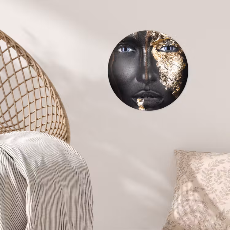 Vrouw - Bladgoud - Zwart - Goud - Luxe Wandcirkel behangsticker klein -sfeer4