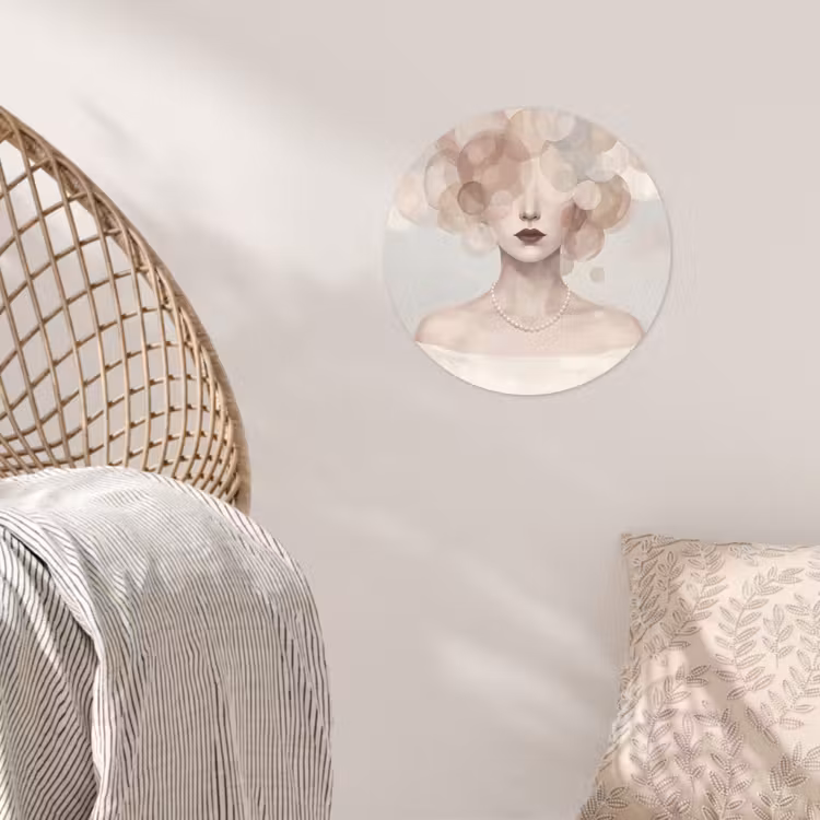 Vrouw - Cirkels - Beige Wandcirkel behangsticker klein -sfeer4