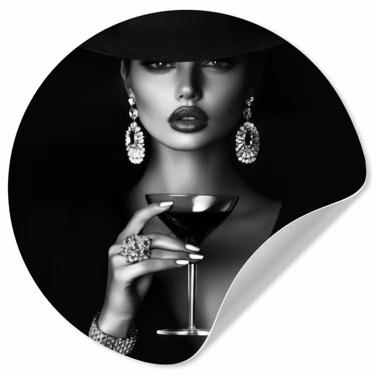 Vrouw - Cocktail - Chic Wandcirkel behangsticker klein -3d
