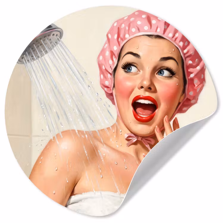 Vrouw - Douche - Roze Wandcirkel behangsticker klein -3d