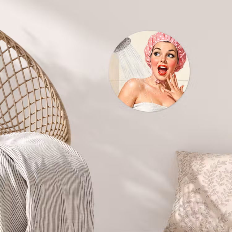 Vrouw - Douche - Roze Wandcirkel behangsticker klein -sfeer4