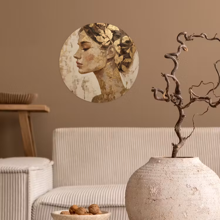 Vrouw - Goud - Abstract - Textuur Wandcirkel behangsticker klein -sfeer1