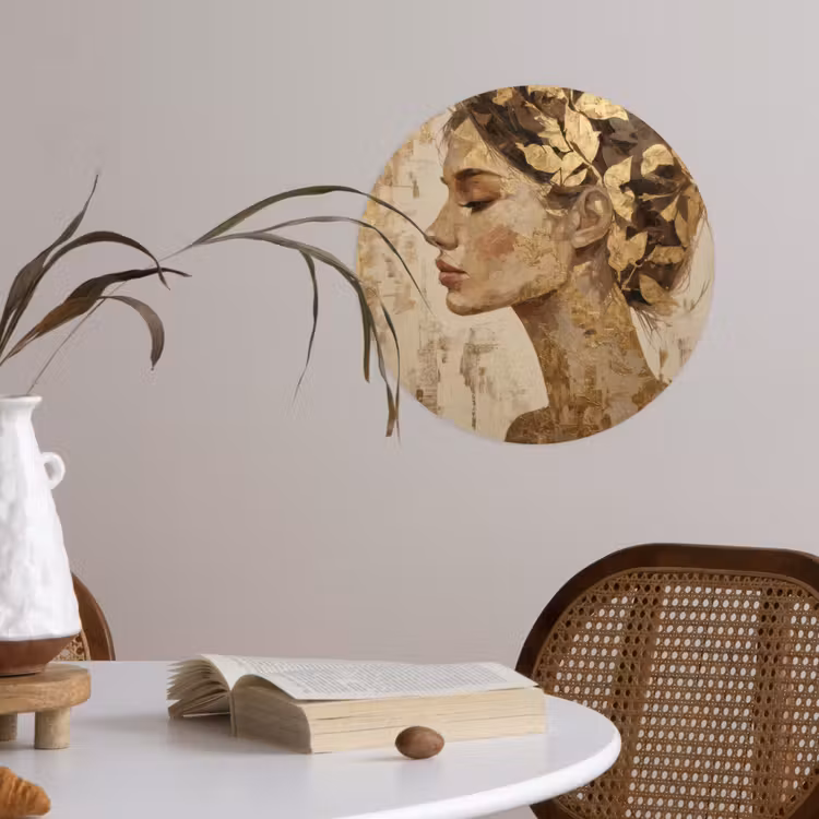 Vrouw - Goud - Abstract - Textuur Wandcirkel behangsticker klein -sfeer3