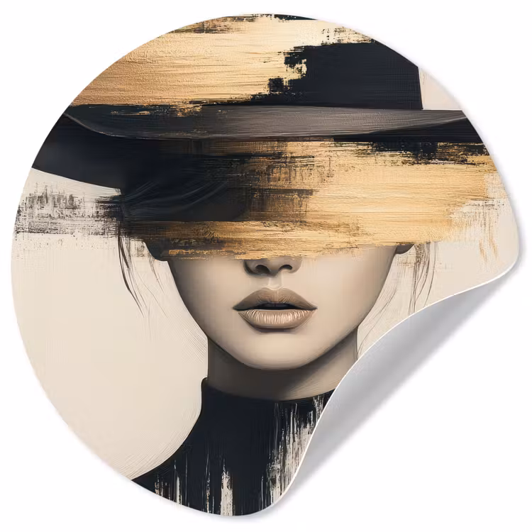 Vrouw - Hoed - Verf Wandcirkel behangsticker klein -3d