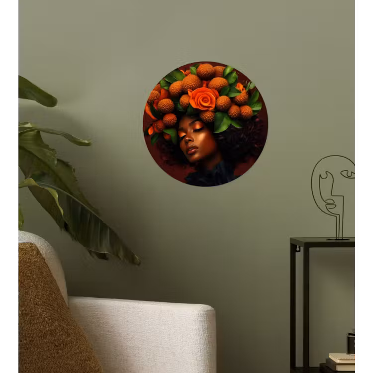 Vrouw - lychee - exotisch Wandcirkel behangsticker klein -sfeer2