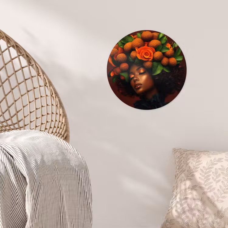 Vrouw - lychee - exotisch Wandcirkel behangsticker klein -sfeer4