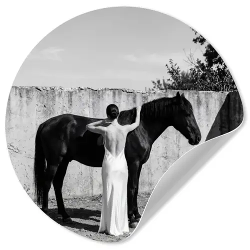 Vrouw - Paard - Artistiek Wandcirkel behangsticker klein -3d