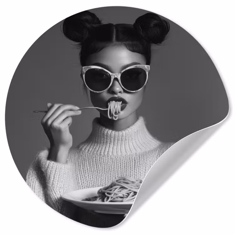 Vrouw - Pasta - Zonnebril Wandcirkel behangsticker klein -3d