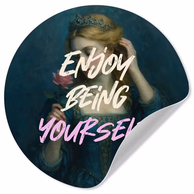 Vrouw - Roos - Quote Wandcirkel behangsticker klein -3d