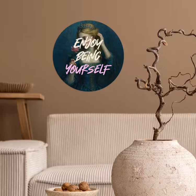 Vrouw - Roos - Quote Wandcirkel behangsticker klein -sfeer1