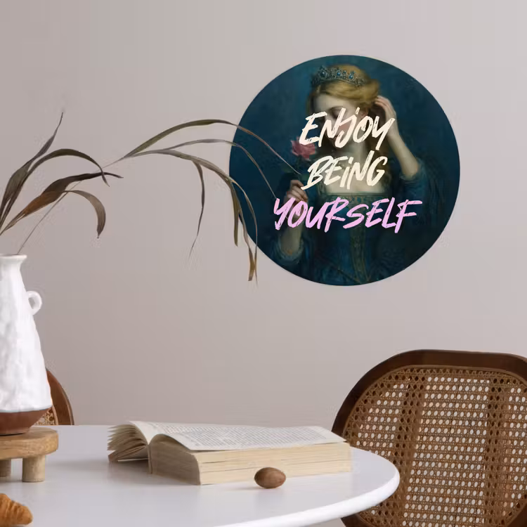Vrouw - Roos - Quote Wandcirkel behangsticker klein -sfeer3