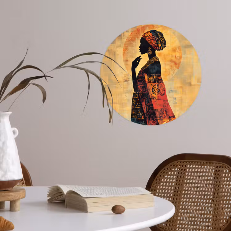 Vrouw - Silhouet - Patronen - Sierlijk Wandcirkel behangsticker klein -sfeer3