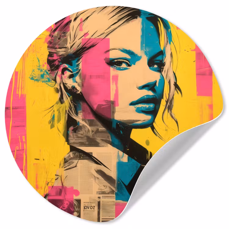 Vrouw - Verfstrepen - Gekleurd Wandcirkel behangsticker klein -3d