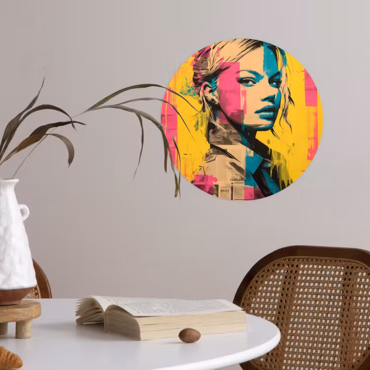 Vrouw - Verfstrepen - Gekleurd Wandcirkel behangsticker klein -sfeer3