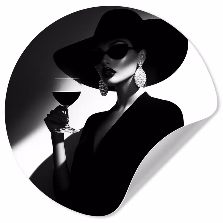 Vrouw - Wijn - Chic Wandcirkel behangsticker klein -3d