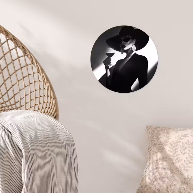 Vrouw - Wijn - Chic Wandcirkel behangsticker klein -sfeer4