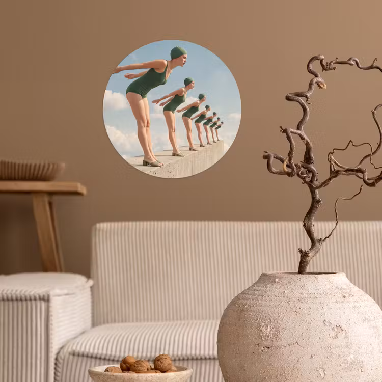 Behangcirkel - Vrouwen - Duikhouding - Wolken - Vrouwen - Duikhouding - Wolken Wandcirkel behangsticker klein