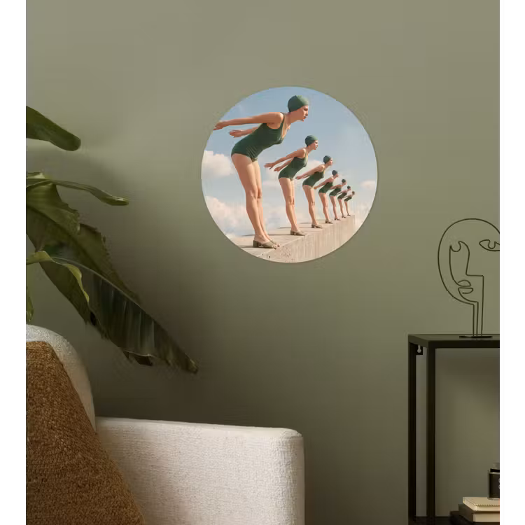 Behangcirkel - Vrouwen - Duikhouding - Wolken - Vrouwen - Duikhouding - Wolken Wandcirkel behangsticker klein
