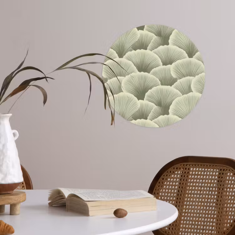 Waaier - Blad - Groen Wandcirkel behangsticker klein 186 -sfeer3