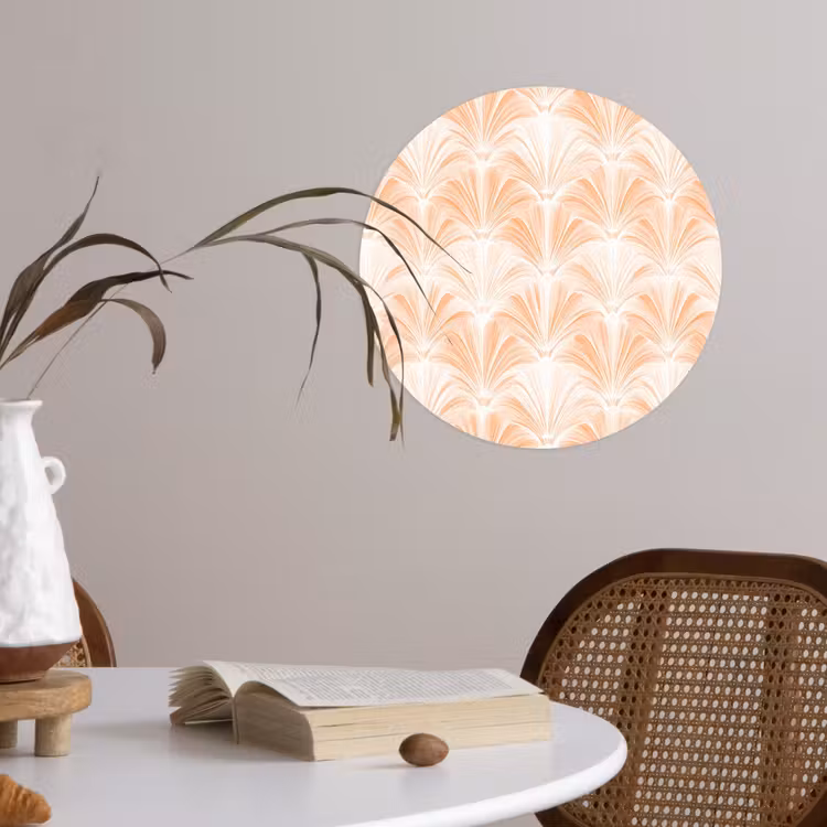 Waaier - Patroon - Perzik Wandcirkel behangsticker klein 186 -sfeer3