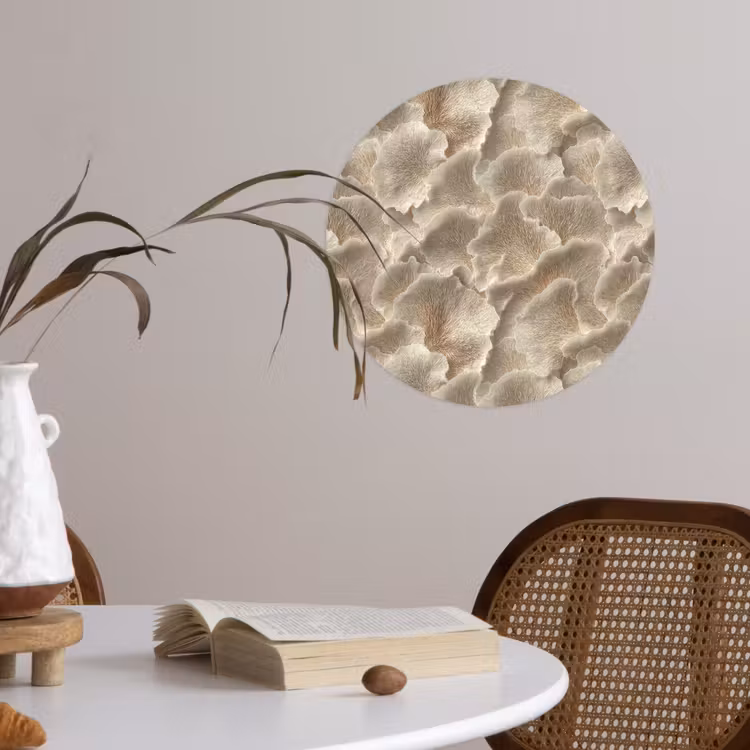 Waaierstructuren - Beige - Vezeltextuur Wandcirkel behangsticker klein 186 -sfeer3
