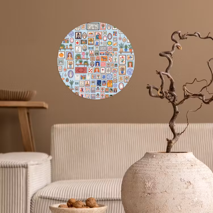 Wanddecoratie - Collectie - Huis - Illustratief - Kleurrijk Wandcirkel behangsticker klein -sfeer1