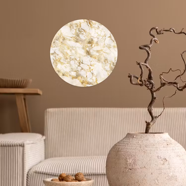 Warm - Gouden - Marmer - Patroon Wandcirkel behangsticker klein 186 -sfeer1