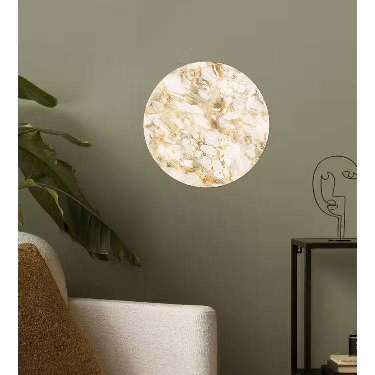Warm - Gouden - Marmer - Patroon Wandcirkel behangsticker klein 186 -sfeer2