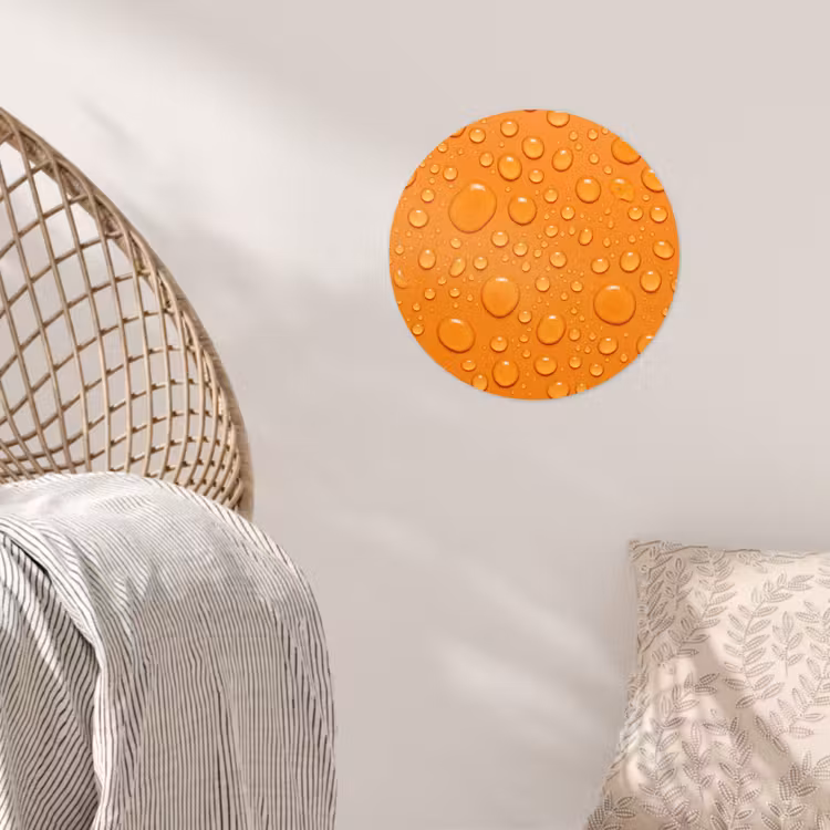 Water - Druppels - Oranje Wandcirkel behangsticker klein -sfeer4