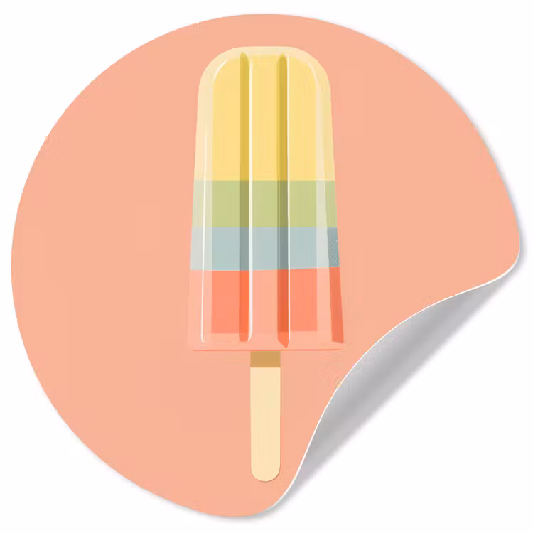 Waterijsje - Pasteltinten - Minimalistisch Wandcirkel behangsticker klein -3d