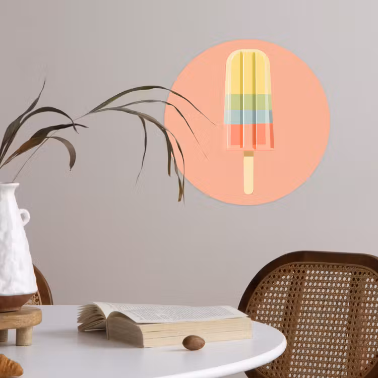 Waterijsje - Pasteltinten - Minimalistisch Wandcirkel behangsticker klein -sfeer3