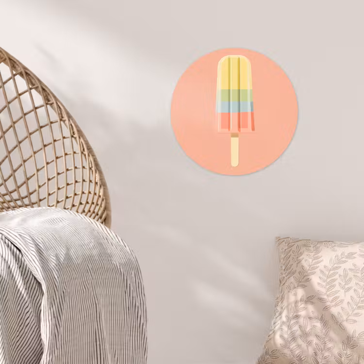 Waterijsje - Pasteltinten - Minimalistisch Wandcirkel behangsticker klein -sfeer4