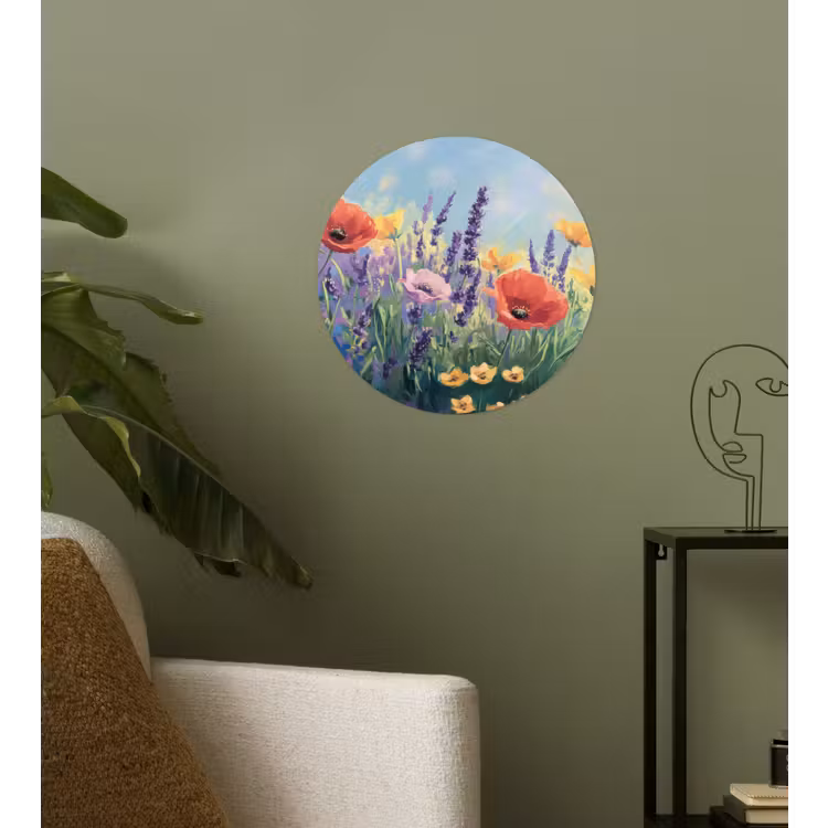 Weide - Bloemen - Kleurrijk Wandcirkel behangsticker klein -sfeer2