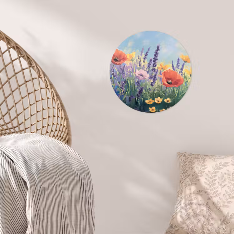 Weide - Bloemen - Kleurrijk Wandcirkel behangsticker klein -sfeer4