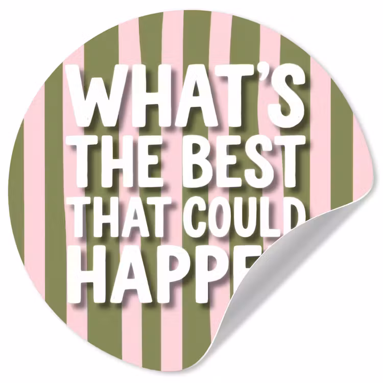 What's the best that could happen - Strepen - Groen - Roze Wandcirkel behangsticker klein -3d