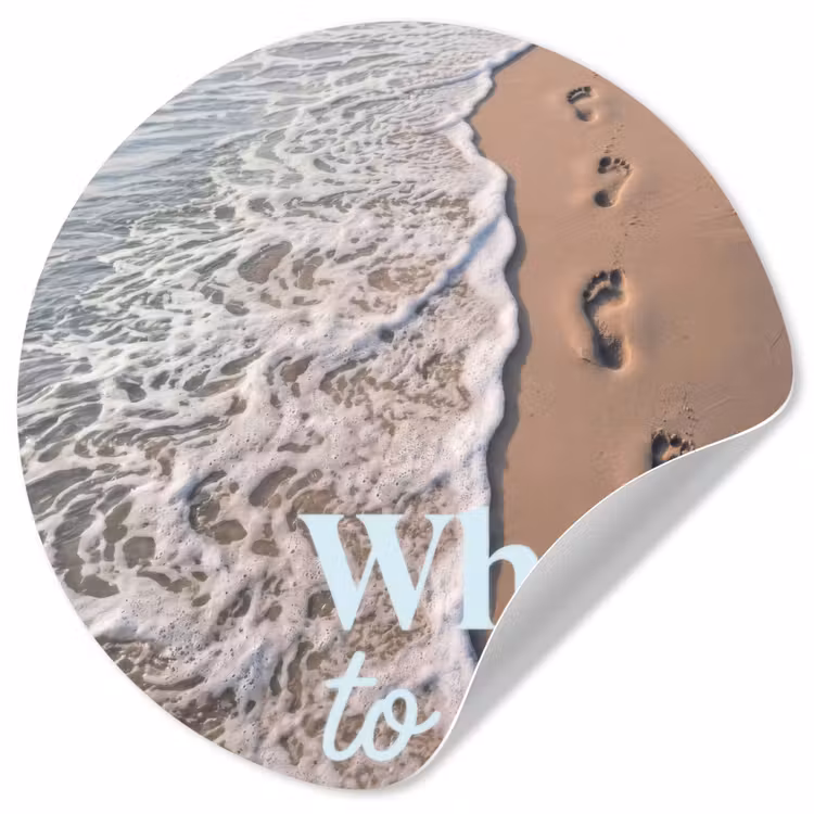 Where to next - Strand - Voetstappen Wandcirkel behangsticker klein -3d