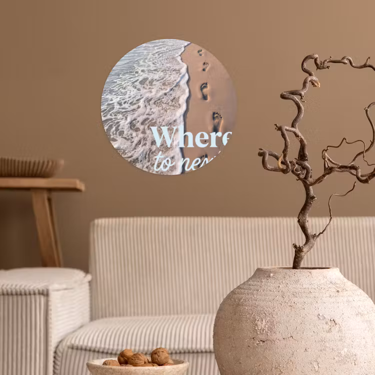 Where to next - Strand - Voetstappen Wandcirkel behangsticker klein -sfeer1