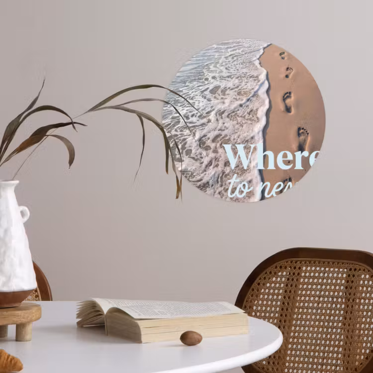 Where to next - Strand - Voetstappen Wandcirkel behangsticker klein -sfeer3