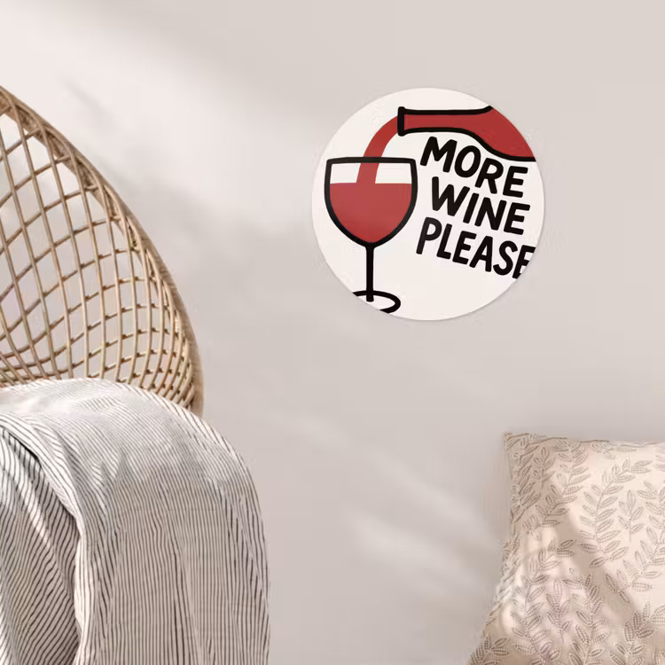 Wijnfles - Quote - Rood - Glas Wandcirkel behangsticker klein -sfeer4