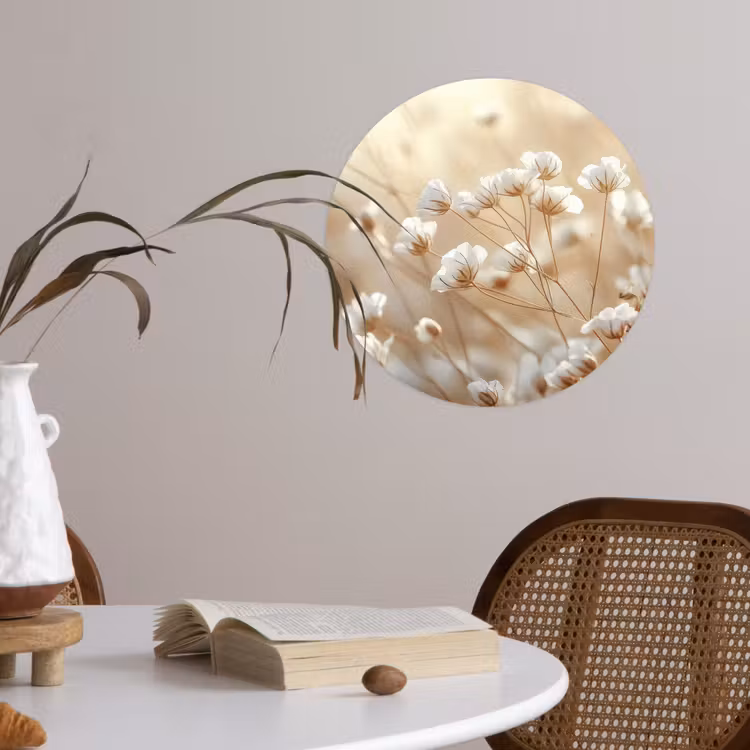 Wilde - Bloemen - Wit Wandcirkel behangsticker klein -sfeer3