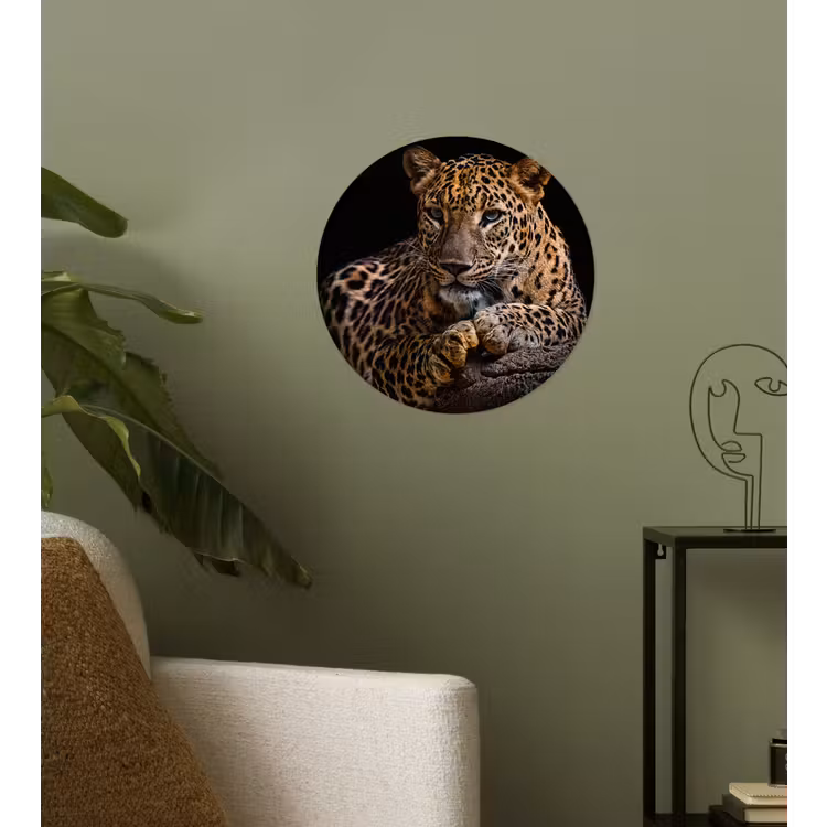 Wilde dieren - Panter - Portret - Zwart - Dieren Wandcirkel behangsticker klein -sfeer2