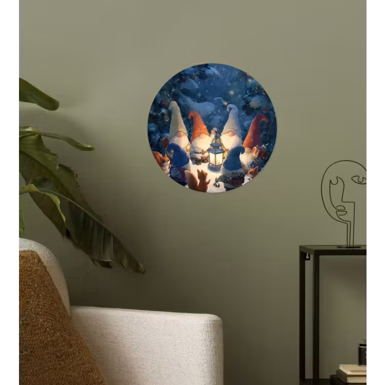 Winter - Gnooms - Eekhoorns - Meerkleurig Wandcirkel behangsticker klein -sfeer2