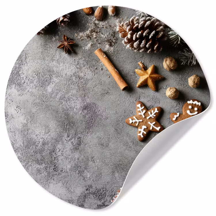 Winter - Kerst - Beton - Dennenappels Wandcirkel behangsticker klein -3d