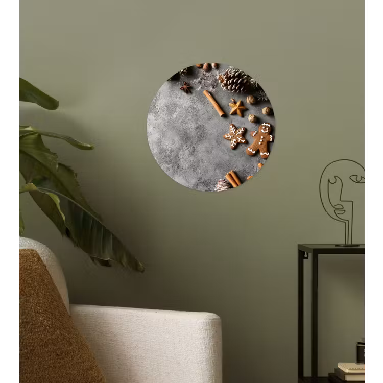 Winter - Kerst - Beton - Dennenappels Wandcirkel behangsticker klein -sfeer2