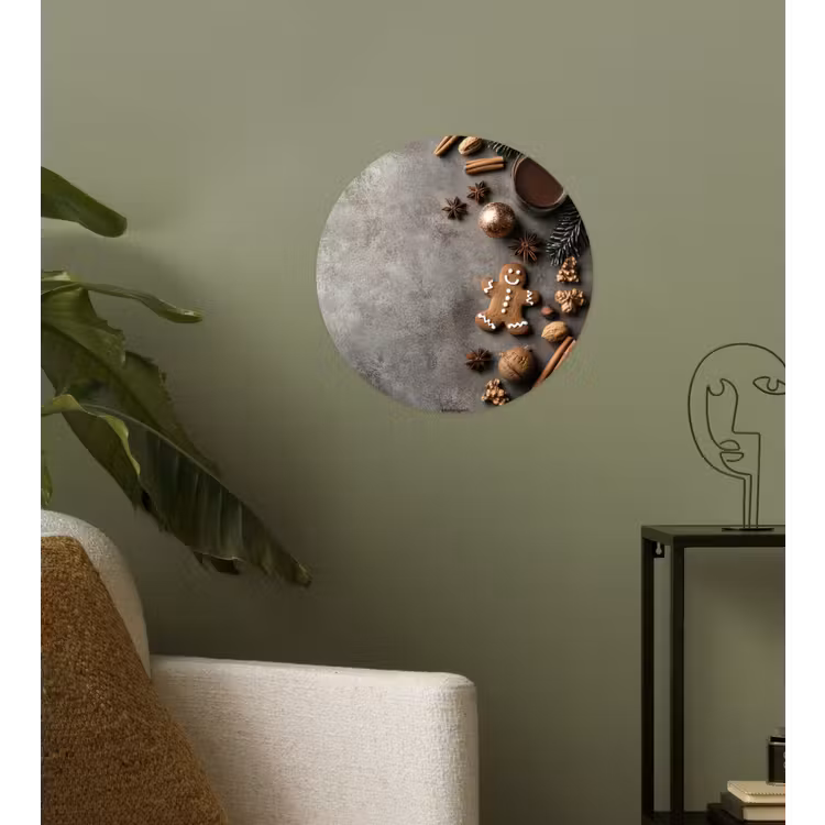 Winter - Kerst - Beton - Gingerbread man Wandcirkel behangsticker klein -sfeer2