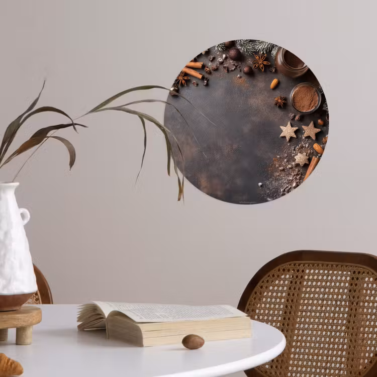 Winter - Kerst - Specerijen - Beton Wandcirkel behangsticker klein -sfeer3