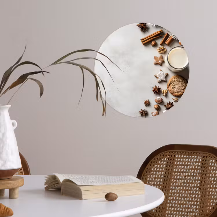 Winter - Kerst - Specerijen - Wit Wandcirkel behangsticker klein -sfeer3