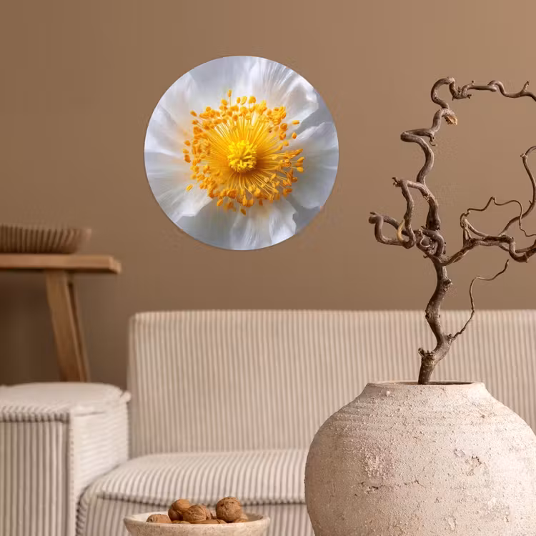 Wit - Bloem - Elegant Wandcirkel behangsticker klein -sfeer1