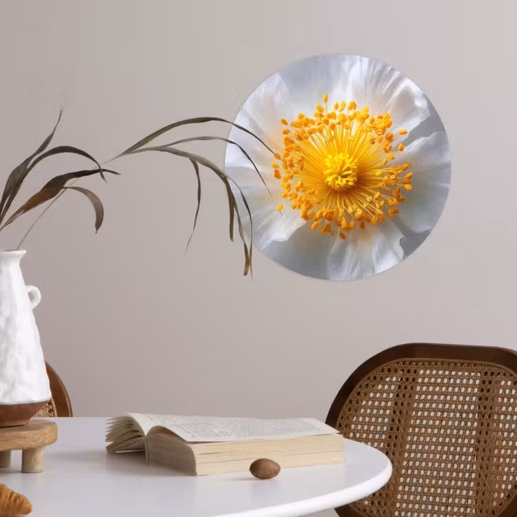 Wit - Bloem - Elegant Wandcirkel behangsticker klein -sfeer3